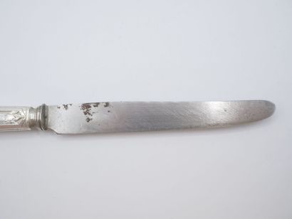 Triple set of knives (36) with silver handles...