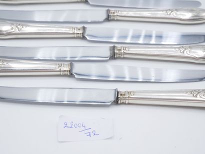 Triple set of knives (36) with silver handles...
