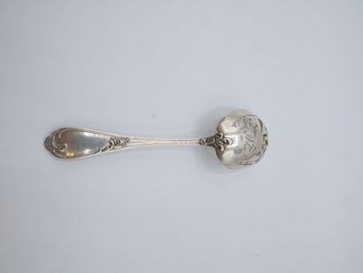 Silver olive spoon in the Louis XV style....