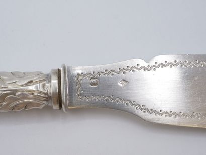 Cheese knife entirely in silver (silver handle...