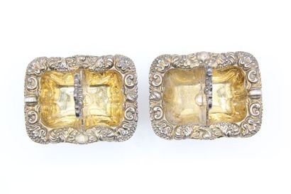 Pair of double silver saltcellars decorated...