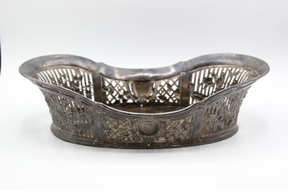 Silver basket with openwork border decorated...
