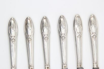 Service of 6 knives of inspiration Art Nouveau...
