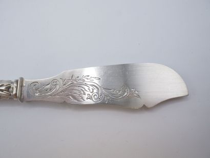 Cheese knife entirely in silver (silver handle...