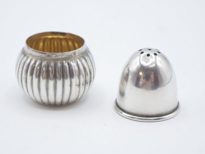 Silver salt cellar in the shape of an 