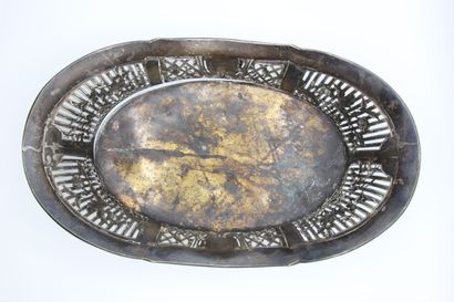 Silver basket with openwork border decorated...