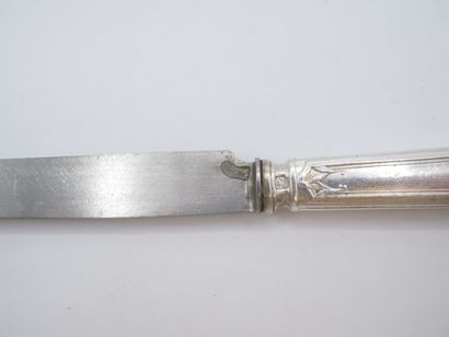 Triple set of knives (36) with silver handles...