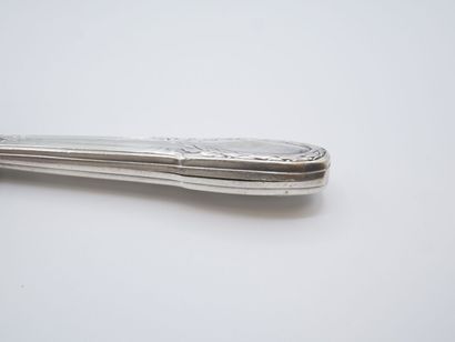Triple set of knives (36) with silver handles...