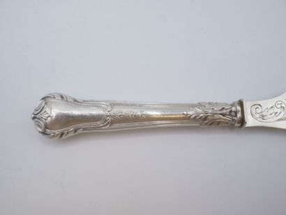 Cheese knife entirely in silver (silver handle...