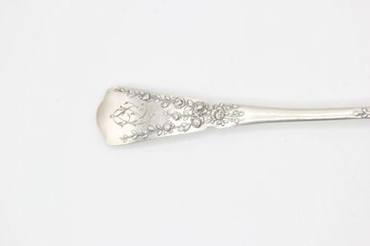 Vve COMPERE 

Silver sugar spoon with relief...