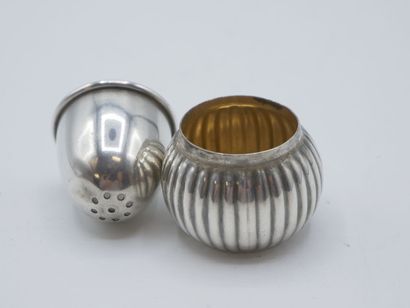 Silver salt cellar in the shape of an 