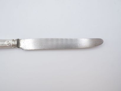 Triple set of knives (36) with silver handles...