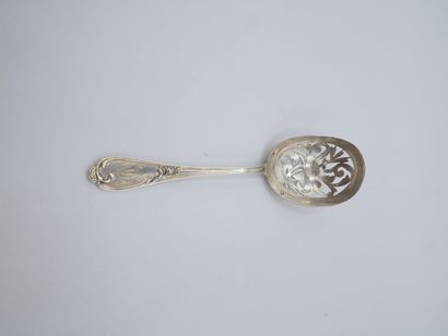 Silver olive spoon in the Louis XV style....