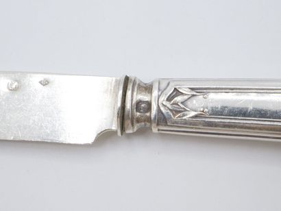 Triple set of knives (36) with silver handles...