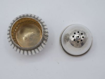 Silver salt cellar in the shape of an 