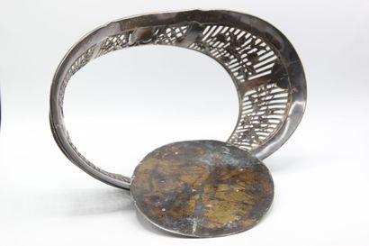 Silver basket with openwork border decorated...