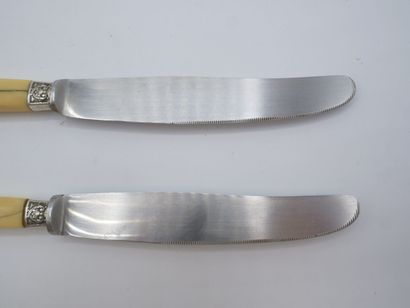 Double set of knives with figured handles....