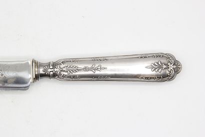 Empire style bread knife with silver handle...
