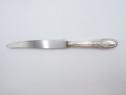 Triple set of knives (36) with silver handles...