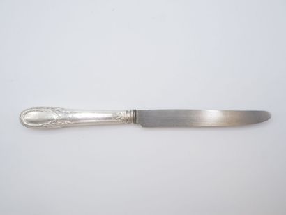 Triple set of knives (36) with silver handles...