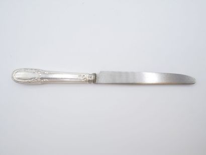 Triple set of knives (36) with silver handles...