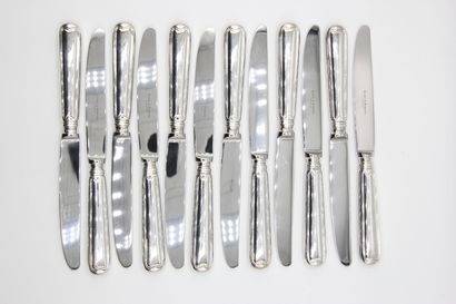 Complete set of table knives with silver...