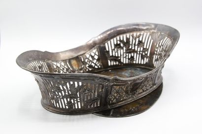 Silver basket with openwork border decorated...