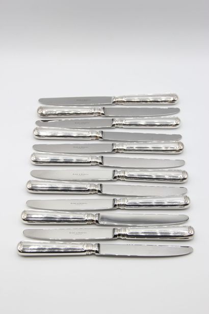 Complete set of table knives with silver...