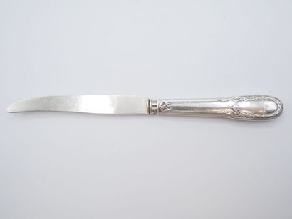 Triple set of knives (36) with silver handles...