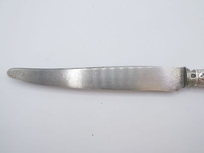 Triple set of knives (36) with silver handles...