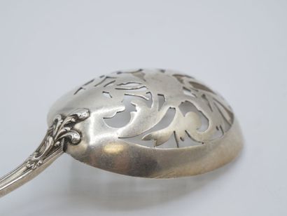 Silver olive spoon in the Louis XV style....