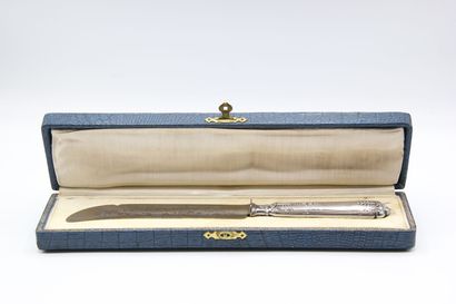 Empire style bread knife with silver handle...