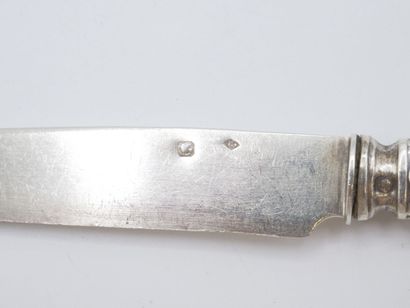 Triple set of knives (36) with silver handles...