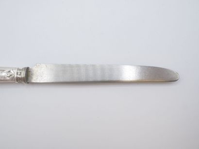 Triple set of knives (36) with silver handles...