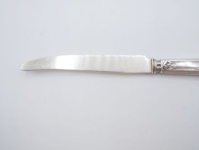 Triple set of knives (36) with silver handles...