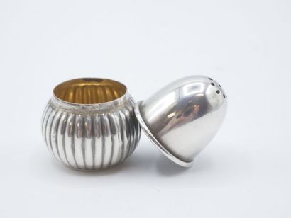 Silver salt cellar in the shape of an 