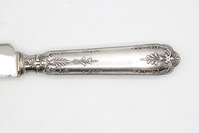 Empire style bread knife with silver handle...