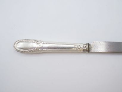 Triple set of knives (36) with silver handles...