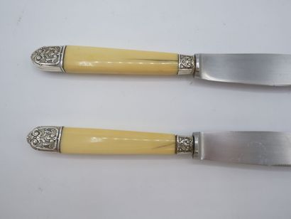 Double set of knives with figured handles....