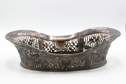 Silver basket with openwork border decorated...
