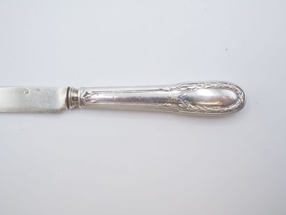 Triple set of knives (36) with silver handles...