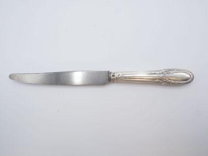 Triple set of knives (36) with silver handles...