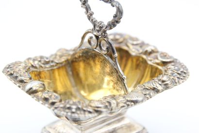 Pair of double silver saltcellars decorated...