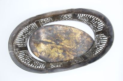 Silver basket with openwork border decorated...