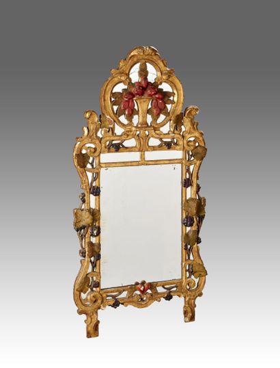 Important gilded and polychromed carved wood...