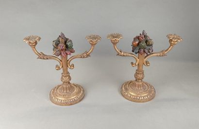 Pair of candlesticks with two arms of lights...