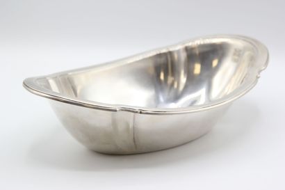 Oblong silver cup of slightly moved form.

Hallmark...