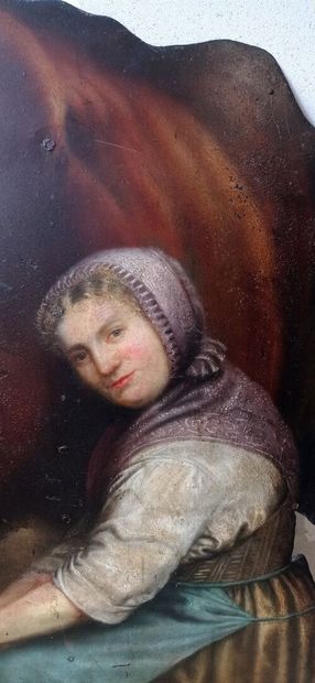 Curious sign of milkmaid in cut and painted...