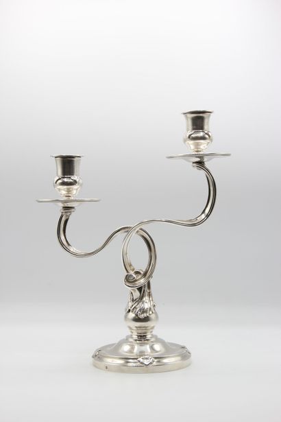 AUCOC

Silver candelabra with two intertwined...