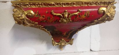 Cartel and its base of lamp in red varnish...